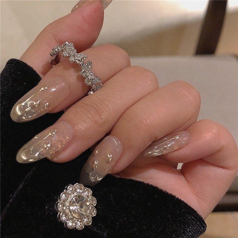 Light luxury fashion high sense pearl zircon copper ring women's design sense retro personality open index finger ring simple