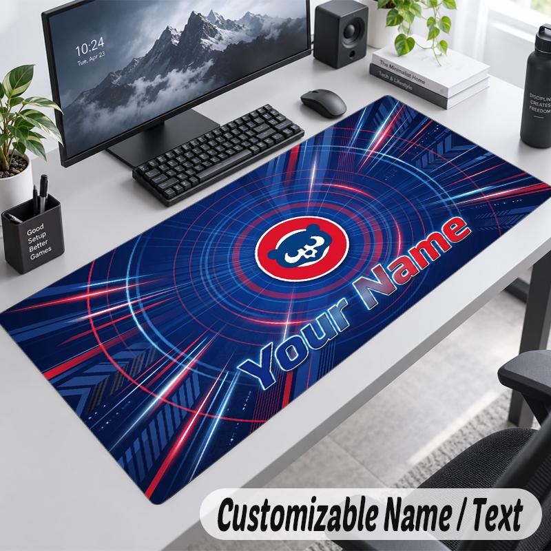 Custom Name Text Mouse Pad Chicago Cubs Personalized Desk Pad For Work And Gaming