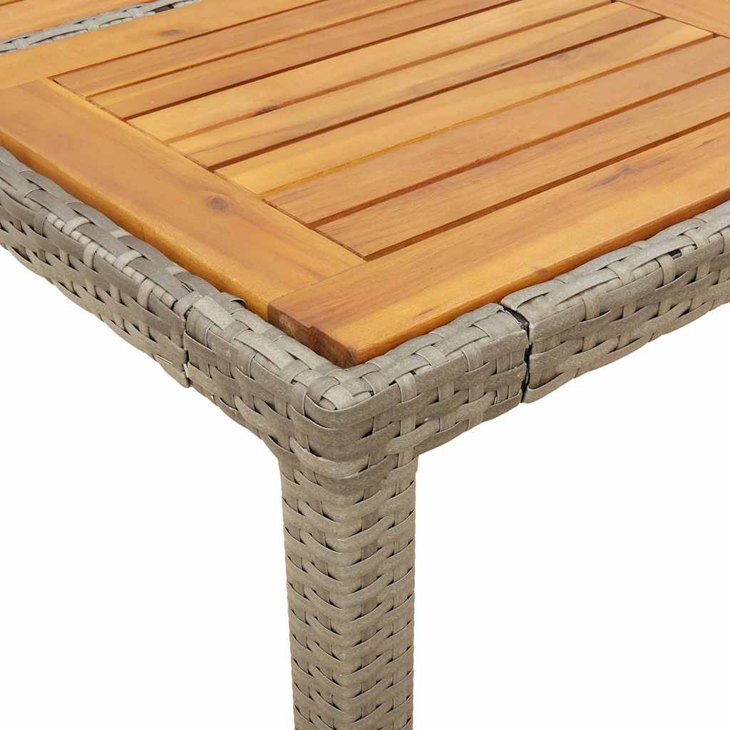 Garden Table with Acacia Wood Top Grey 90 x 90 x 75 cm Poly Rattan