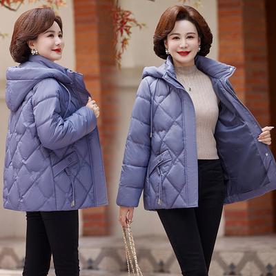 Women's Autumn and Winter Jacket Solid Color Hooded Loose Short Thickened Windproof Mom Jacket