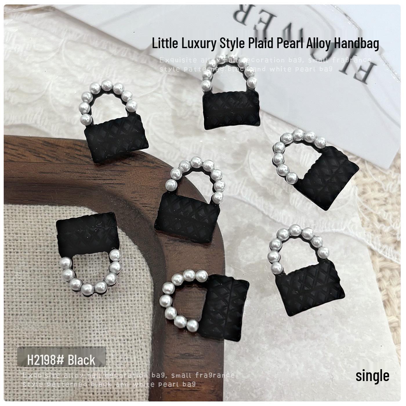 French Style Black & White Nail Art Alloy Ornaments with Pearls and Rhinestones