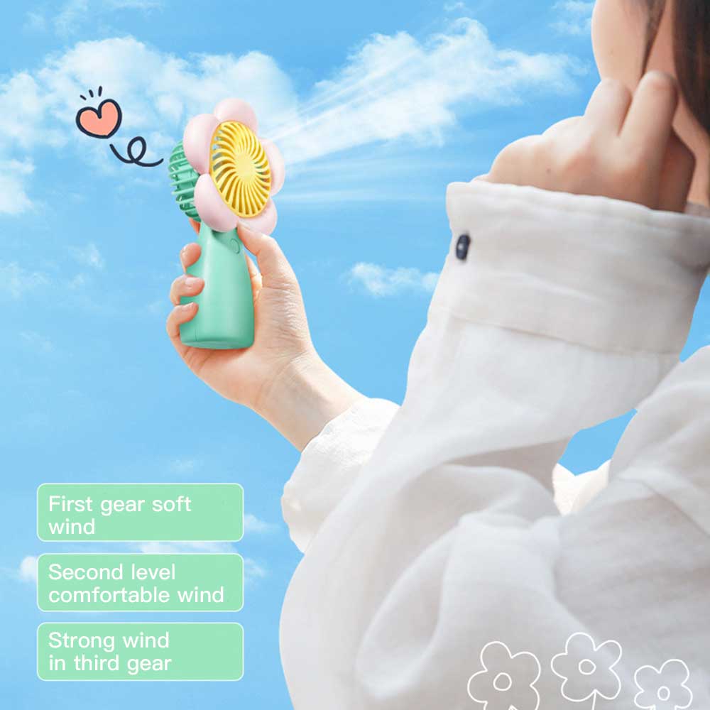 Handheld Mini Fan New Style Small Fresh Flower Charging USB Convenient Fresh Interesting Fans Light Luxury Cooling Appliances