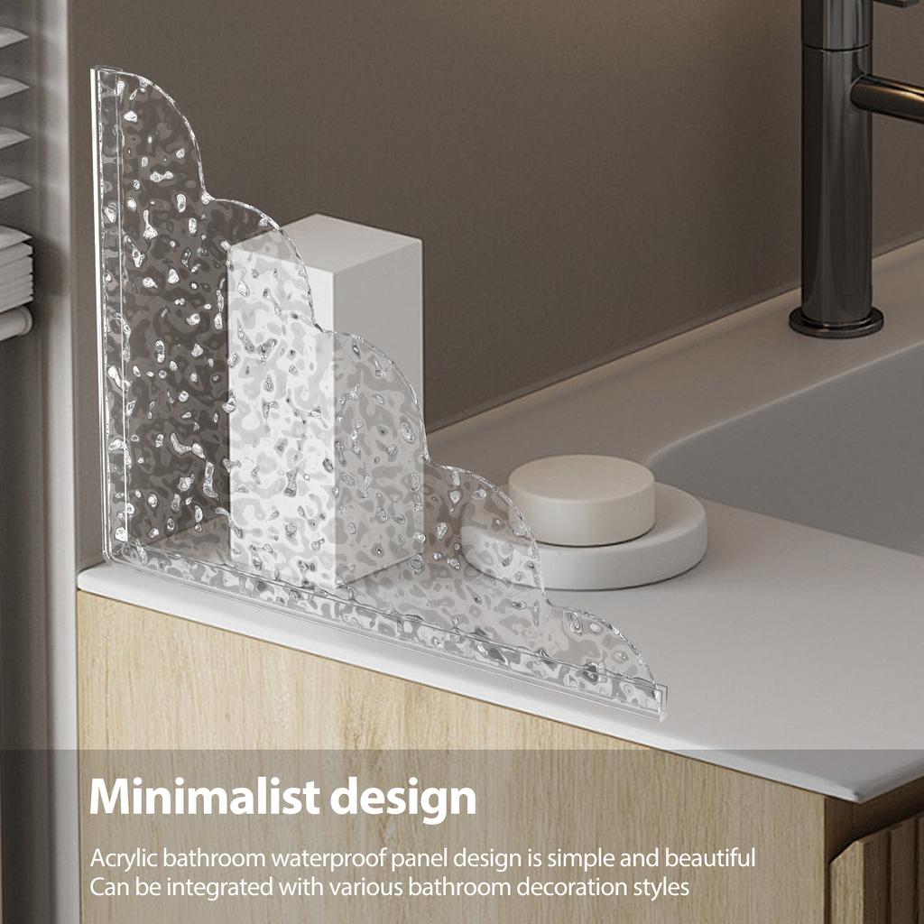 2Pcs Self- Adhesive Acrylic Shower Splash Guards With Silicone Base Waterproof Transparent Bathtub Water Guards Easy To Install