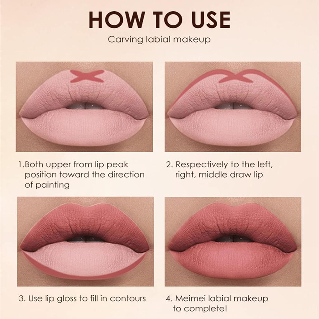 Lipstick Makeup Set 12pcs: 6 Velvet Matte Liquid Lipsticks + 6 Lip Liner Pencils, Waterproof Long-Lasting Pigment Lip Gloss Kit, Lip Makeup Gift