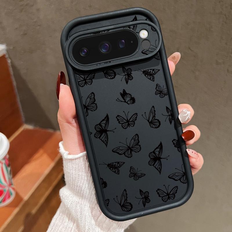 Flame Butterfly Print TPU Shockproof Case For Google Pixel 9 Pro XL 8 Pro 8A Soft Lens Protection Matte Phone Cover