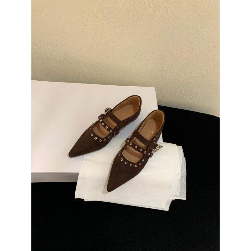 French 2025 spring and autumn new with skirt Mary Jane evening shoes inner height increase pointed suede single shoes women's shoes