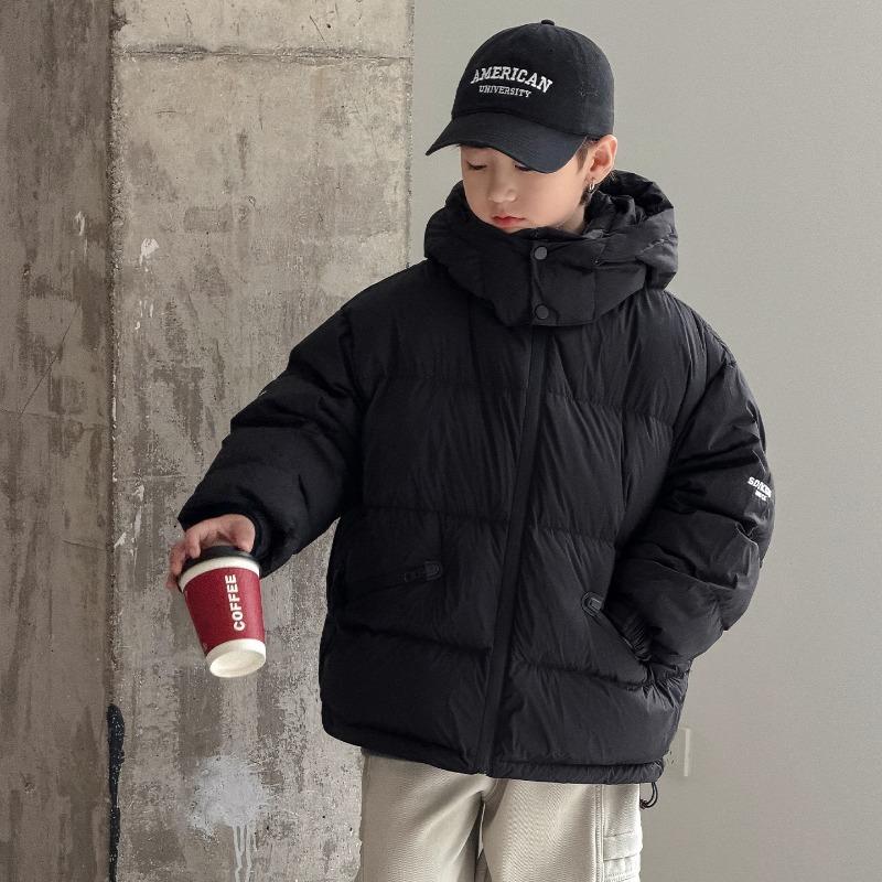Boys Big Kids Thickened Hooded White Duck Down Warm Winter Coat