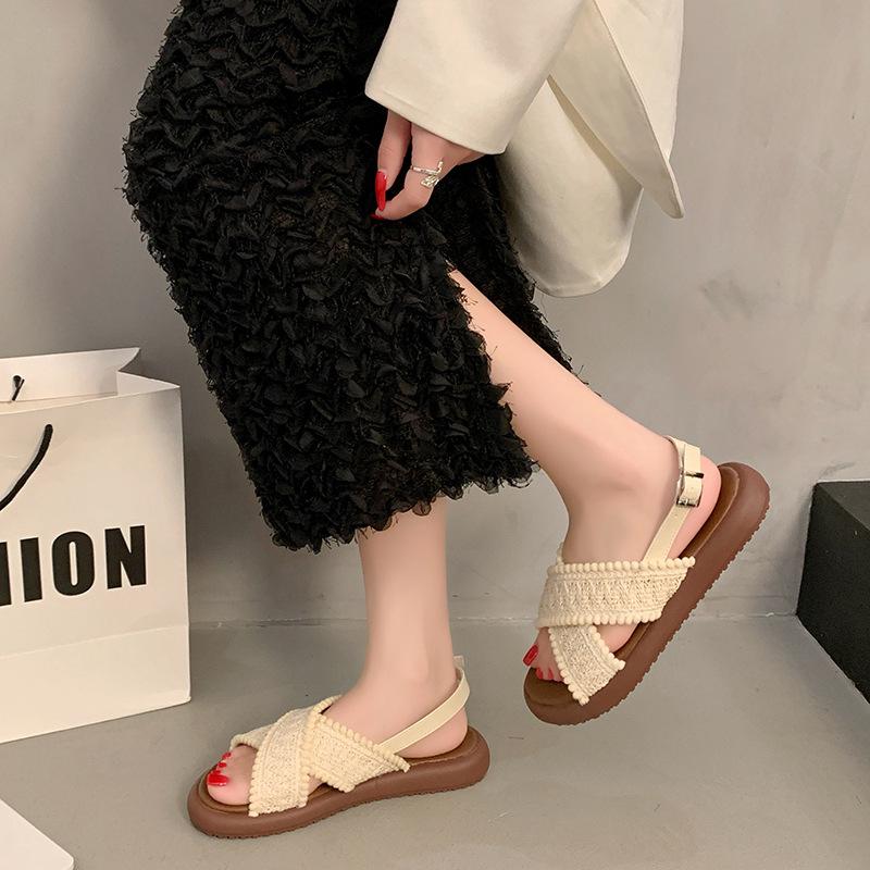 Flat sandals female summer wear new fairy style with skirt bohemian vacation seaside beach sandals