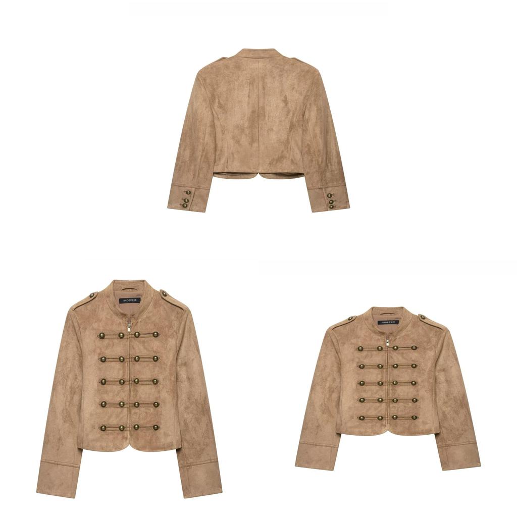 Myst Zara Velvet Texture Napoleon Coat Jacket Napoleon Vintage Long Sleeve Corduroy Jacket For Women