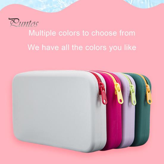 Detachable Wrist Strap Cosmetic Pouch Bag Zipper Closure Portable Silicone Makeup Storage Stain-resistant Case with for Home Travel Stain-proof