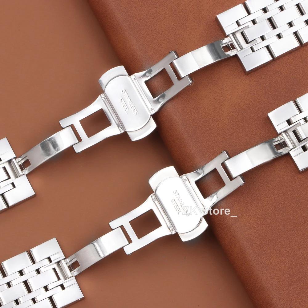 Edelstahl Uhrenarmbänder mit gebogenem Ende 22mm 20mm 18mm 16mm 14mm Armband für Herren Damen Uhrenarmbänder Butterfly-Verschluss Handgelenkgürtel