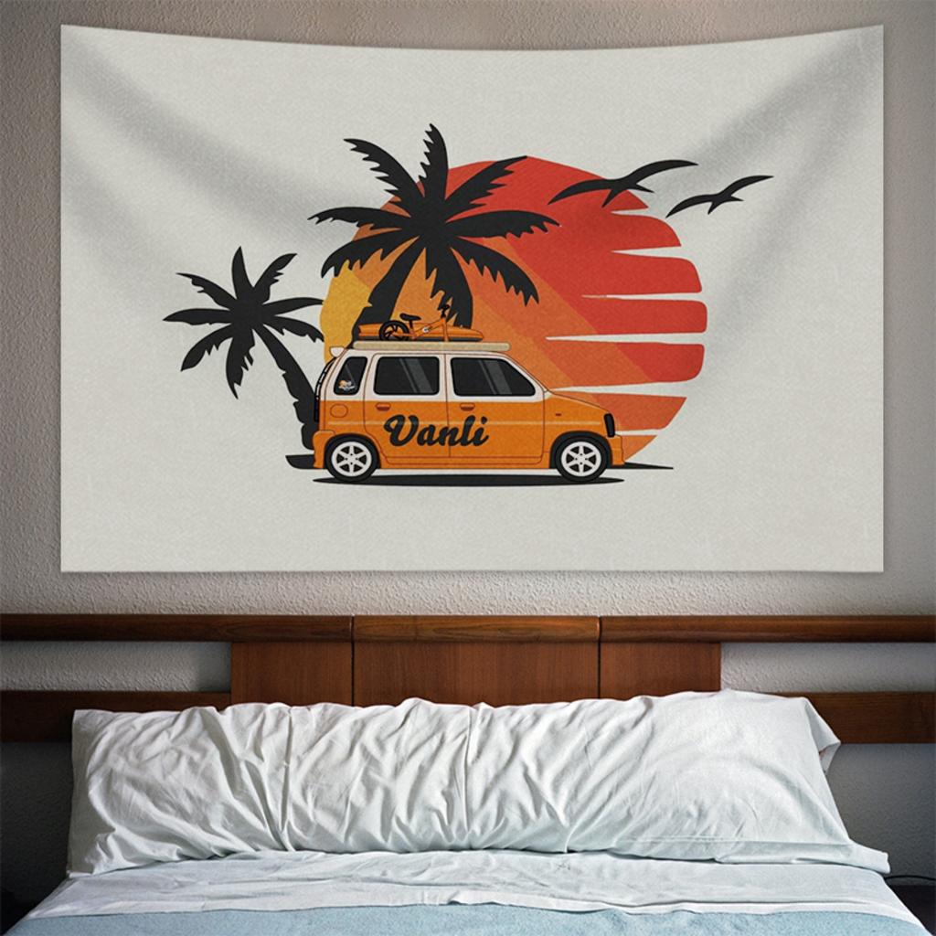 1 Pc American Camping Car Print Tapestry Background Decoration Dormitory Bedhead Sofa Background Cloth Wall Tapestry