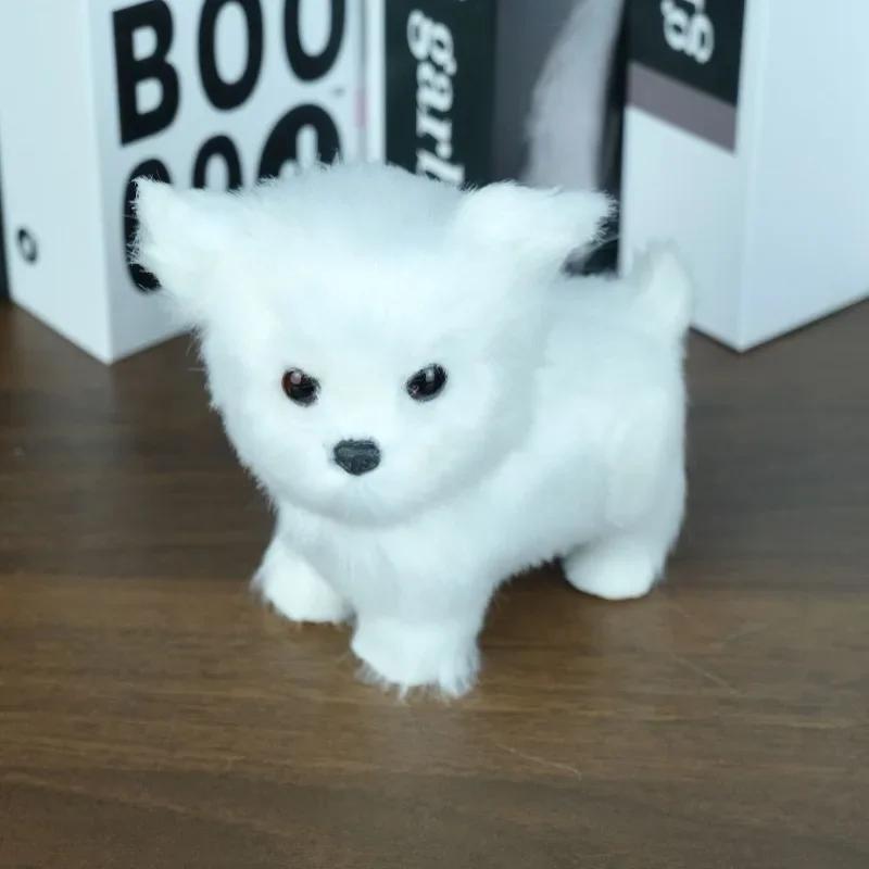 Mini Simulation Dog Plush Toys Soft Stuffed Kitten Model Fake Dog Realist Animals for Kids Girls Birthday Valentine's Day Gift