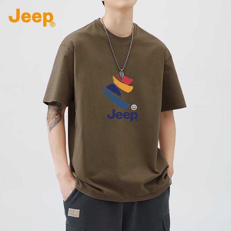 JEEP Men s Pure Cotton Round Neck Short Sleeve T-Shirt 4XL