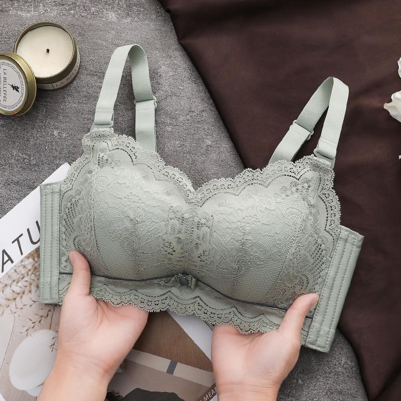 

Женский немагнитный кружевной бюстгальтер, маленький размер, с суперподкладкой, толщина 6 см, без косточек 36/80A зелёный