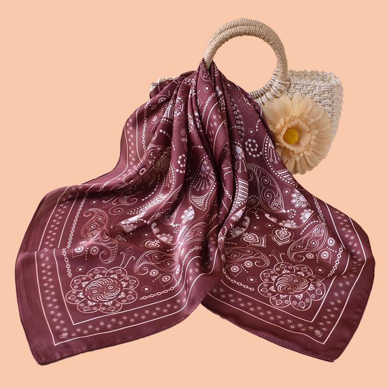 1pc Multicolor Paisley Print Silk Satin Square Scarf Women's Hair Accessory Spring New Versatile Belt Bag Decoration Silk