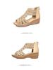2024 Women's Rhinestone Peep Toe Wedge Sandals - Summer Mid Heel, Soft Sole, Open Toe