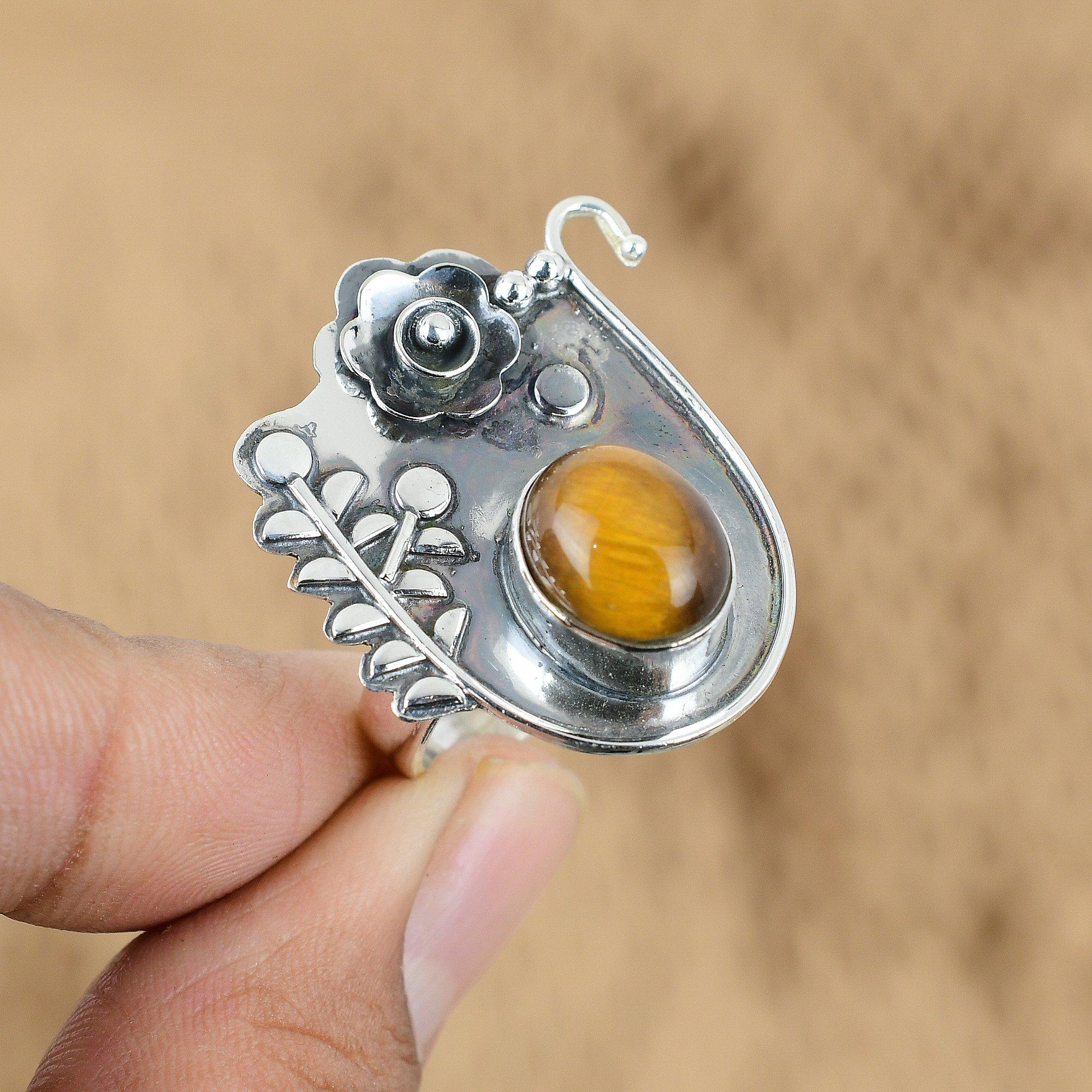 

Sterling Silver Natural Tiger s Eye Multi Stone Sister Flower New Ring Jewelry Yes