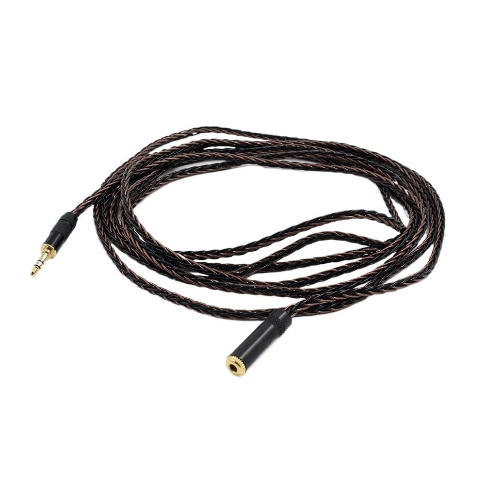 EAQKVX 8-Core Silver Audio Extension Cable 3.5mm Female To Male 2m Brown Black Earphone Extension