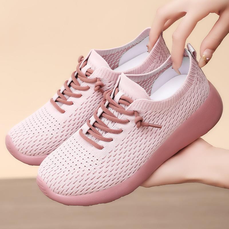 Women's shoes breathable casual shoes shallow mouth fly woven mesh shoes soft sole light shoes women's simple and comfortable single shoes