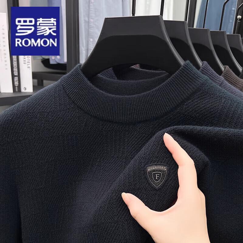 

Luomeng Men s Thickened Fleece Lined Round Neck Sweater 2XL