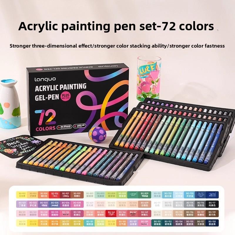 LANGUO 90/6 Colors Glitter Acrylic Painting Gel Pen Set 1.0mm Large Capacity Writing Pen Stationery Office School Supplies