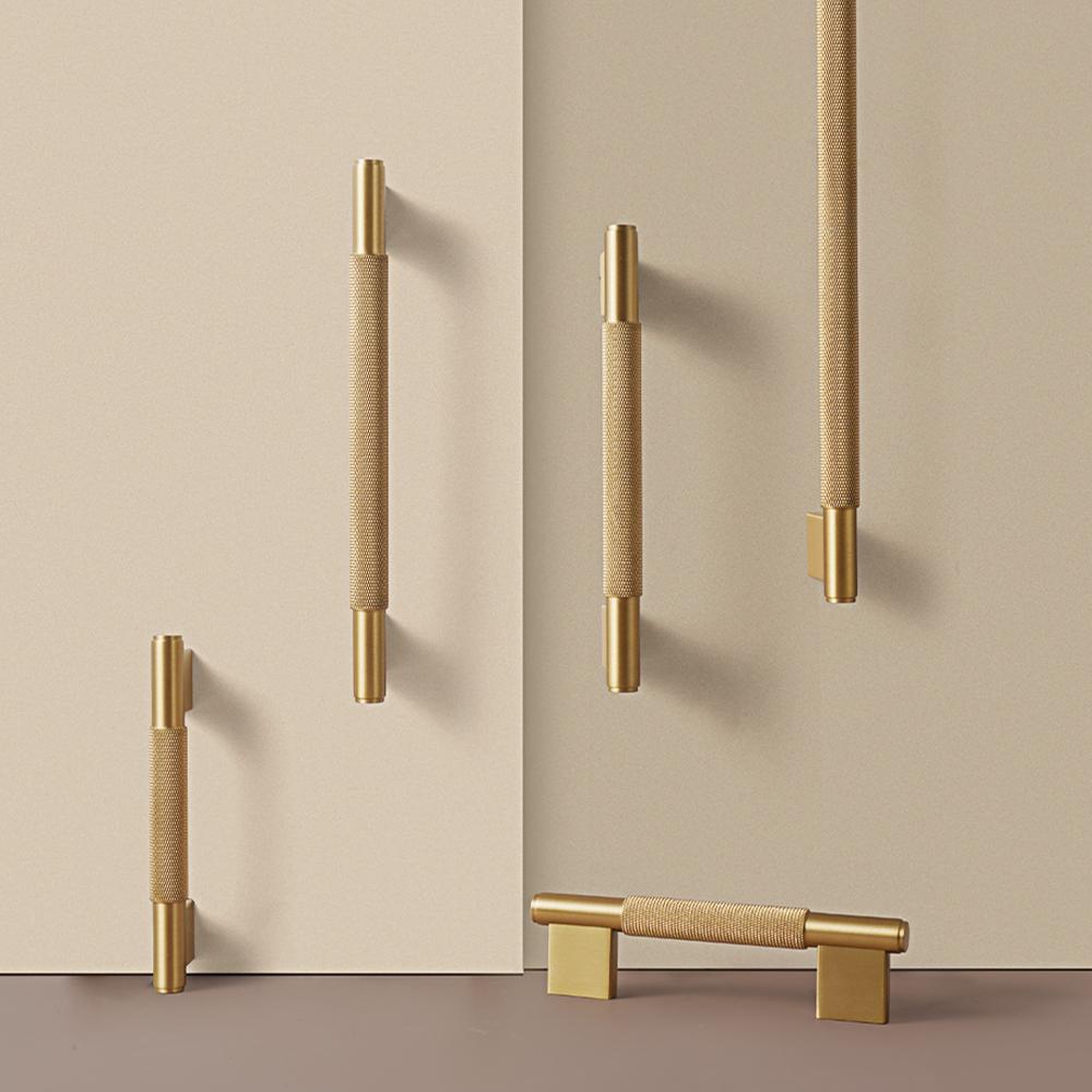 Dooroom Solid Brass Knurled Cross Diamond Cut Pattern Modern Cabinet Refrigerator Door Pull Drawer Knobs Hardware Handles