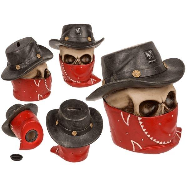 Skarbonka czaszka Bandit Kowboj