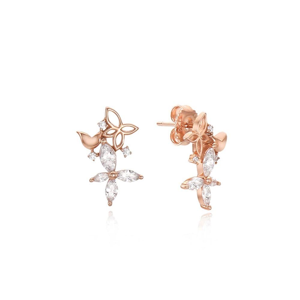 Floral Party Silver Pink Earrings Tessvp11876S