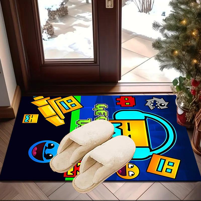 Geometry Dash: Tanze zum Beat Teppich für den Boden, Büroteppich, Stuhlmatte, Dekorations Teppich Wohnzimmer Schlafzimmer Matte, Große Größe Fan Geschenke Weihnachtsgeschenke