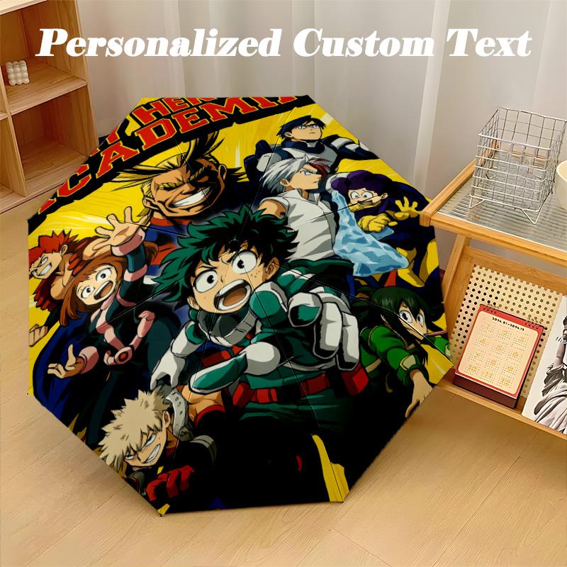 Portable Auto Folding Umbrella,My Hero Academia 8 Rib Waterproof Umbrella For Camping Commute