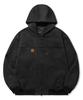 Trillion Leather Patch Suede Work Zip-Up Hoodie_Black