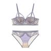 Nuovo set di biancheria intima da donna Set reggiseno push up con cava in pizzo sexy Fiori di lavanda ricamo francese 1/2 tazza sottile reggiseno e mutandine