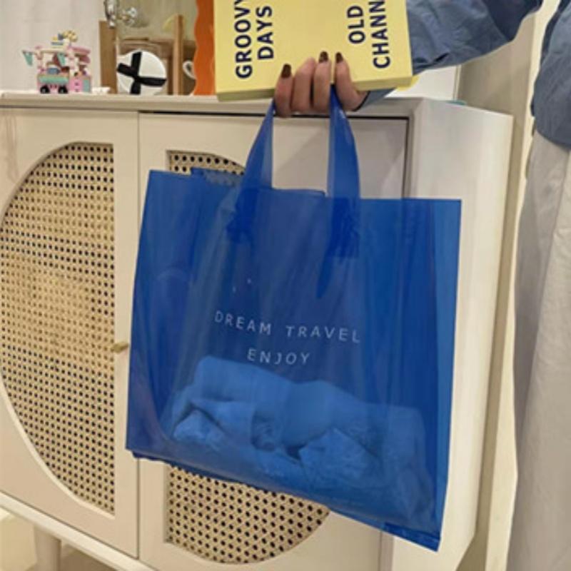 

10pcs Colorful Plastic Gift Bags With Handles Reusable Frosted Shopping Tote For Party Favors Clothing Packaging Boutique 10pcs&33x33x10cm синій
