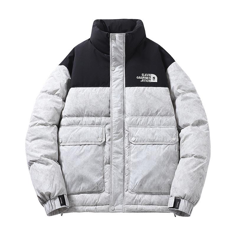 Men's Trendy Color Block Stand Collar Down Jacket - Warm & Stylish Winter Coat
