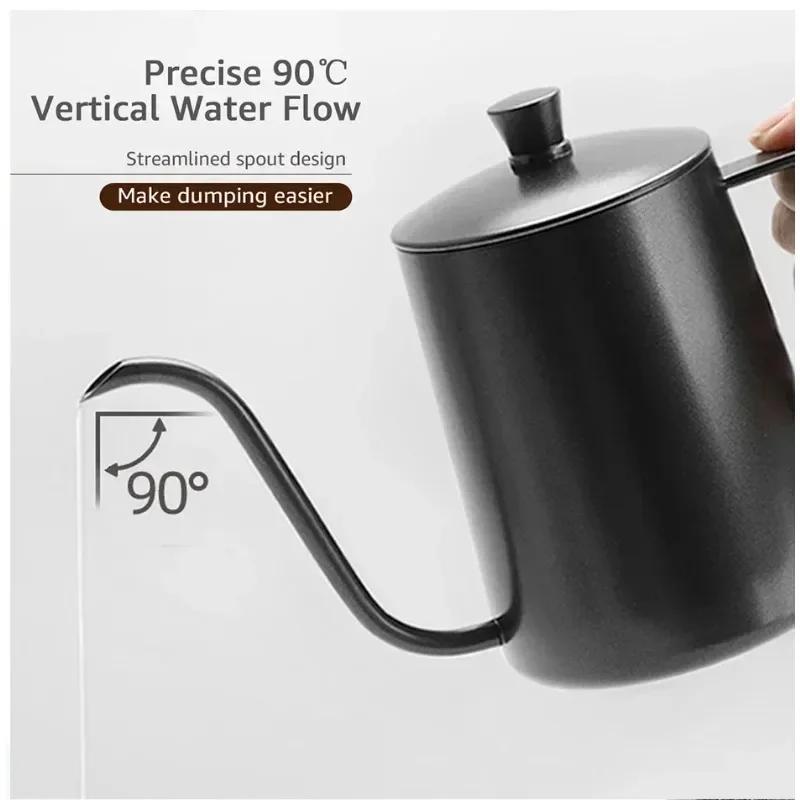 350/600ML Stainless Steel Drip Kettle Swan Neck Thin Mouth Pot Non-stick Coating Food Grade Gooseneck Drip Kettle Coffee Tea Pot