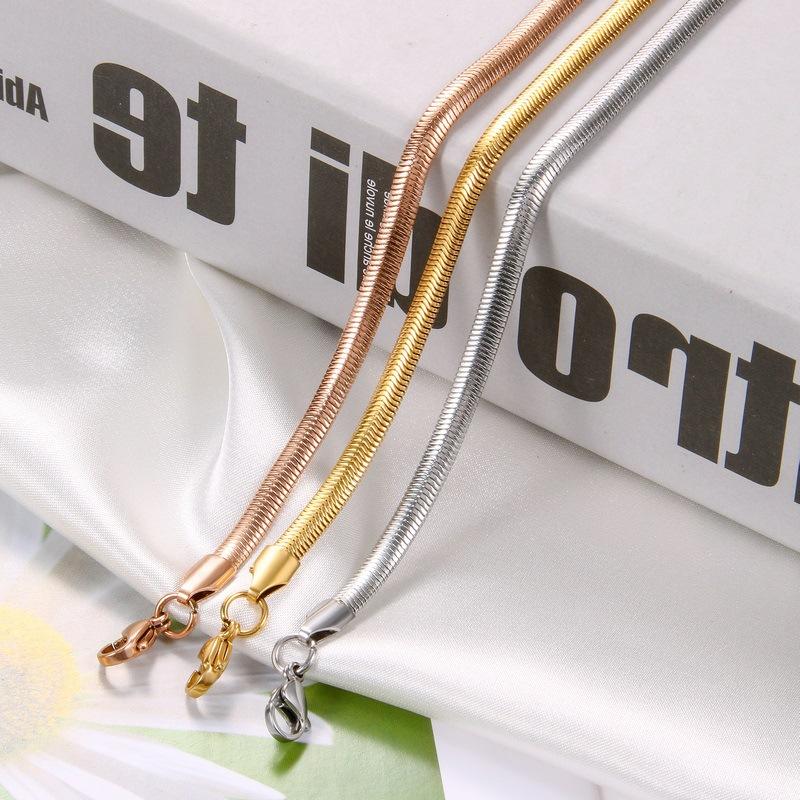 Unisex Snake Chain Women Necklace Choker Stainless Steel Clavicle Rose Gold Color Chain Necklace For Women Jewelry