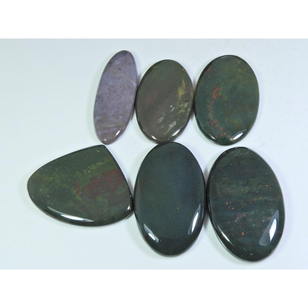 06Pcs Natural Blood Red Bloodstone Oval Cabochon Loose Gemstone Lot 429Cts. A-751