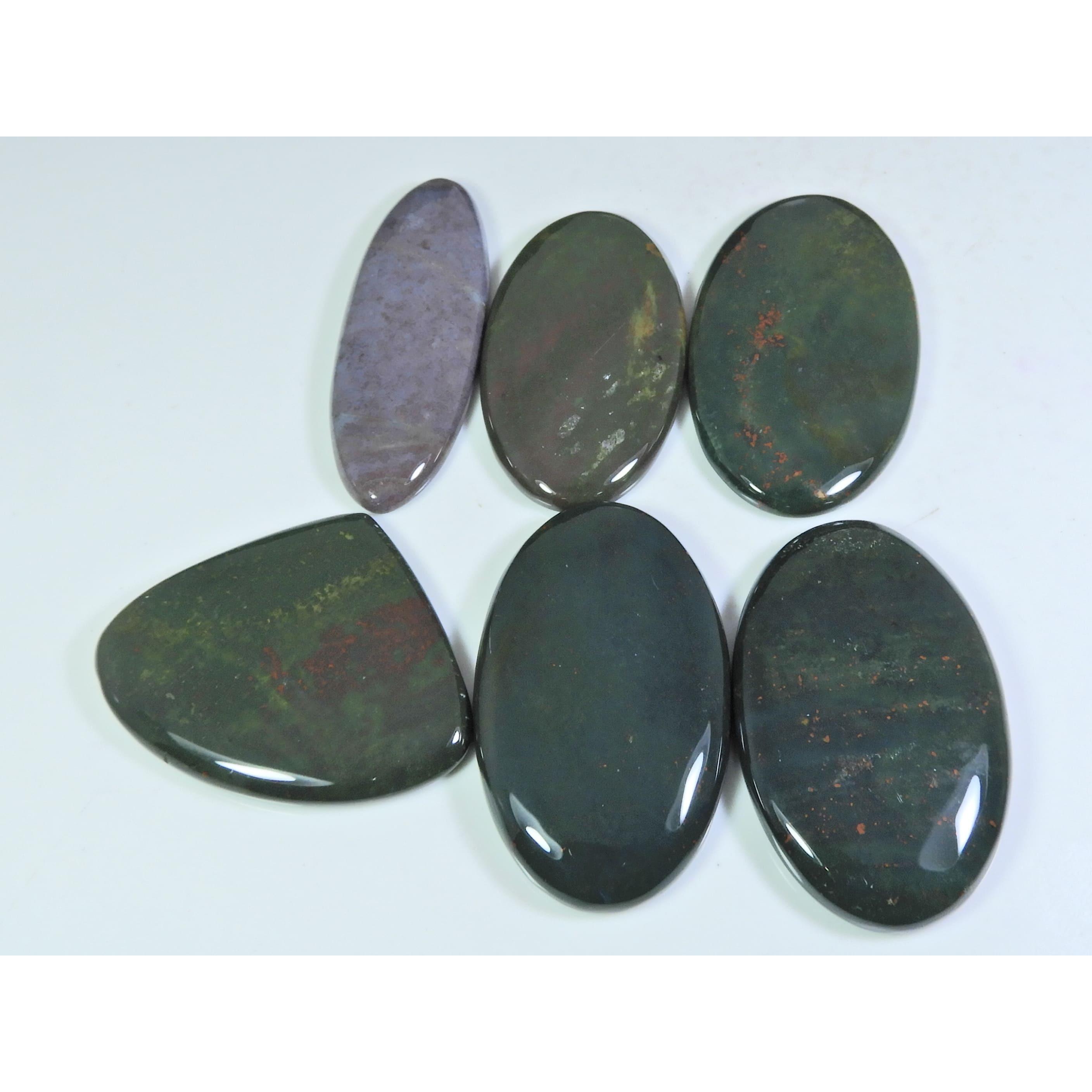 

06Pcs Natural Blood Red Bloodstone Oval Cabochon Loose Gemstone Lot 429Cts. A-751