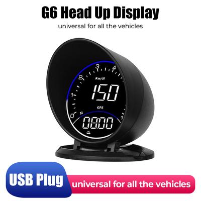RPM MPH G6 HUD Digital Clock Altitude Meter Speedometer Mileage With Ambient Light Alarm Set Car Head Up Display