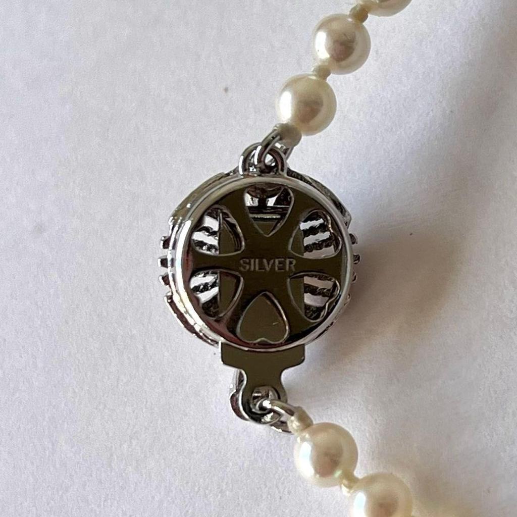 Used Certificate of authenticity included  Akoya Pearl Pearl necklace 3.3-6.9mm Gradient Necklace Silver Engraved Pearl Pearl