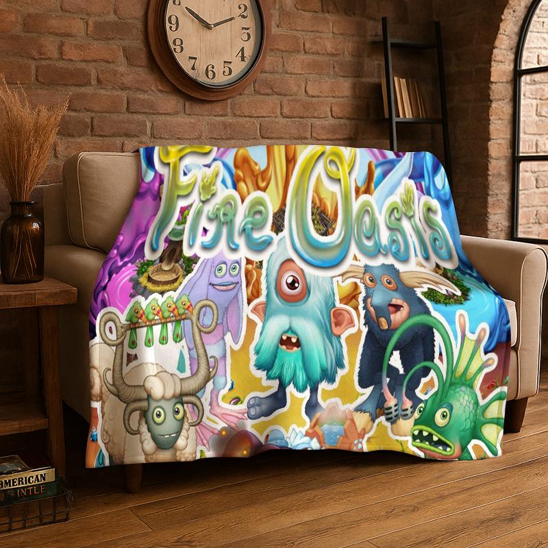 Music Game My Singing Monsters Cartoon Flannel Blanket Soft Throw Blanket for Bedroom Living Room Bed Travel Camping Picnic