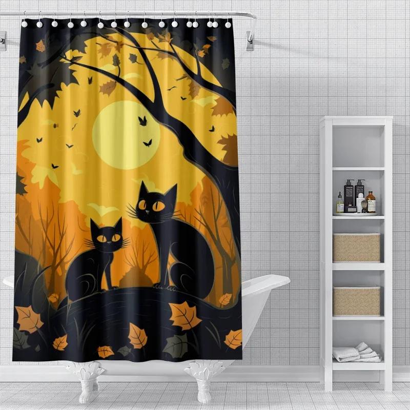 Home shower curtains for bathroom waterproof fabric Modern Nordic style Living Room curtain Halloween Autumn Pumpkin decoration