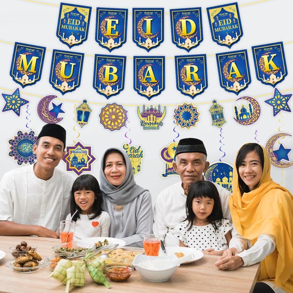 קישוט תלייה לעיד מובארכ מוסלמי אסלאמי ירח וכוכבים לרמדאן 2026