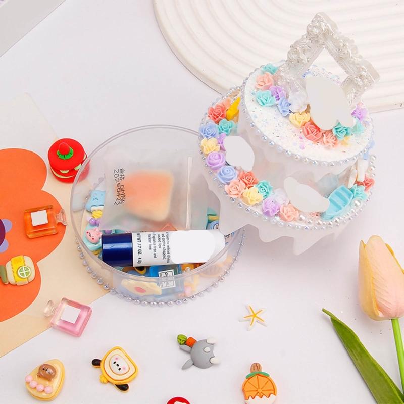 Cute Sundry Organizer Plastic Boxes Sweet Cream Cake Storage Box Plastic DIY Crafts Box Perfect for DIY Enthusiasts