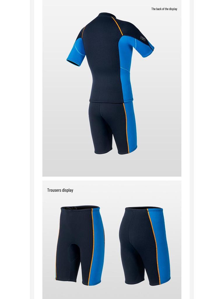 1.5MM Unisex Short-Sleeve Split Diving Suit with Snorkeling Surf Shorts and Cold-Proof Pants