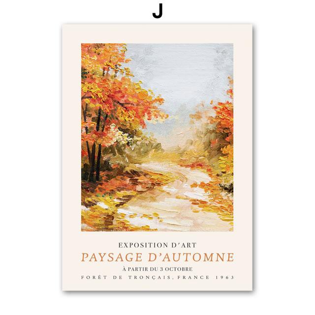 Autumn River Forest Pumpkin Coffee Squirrel Landscape Posters And Prints Wall Art Canvas Painting Pictures For Living Room Decor