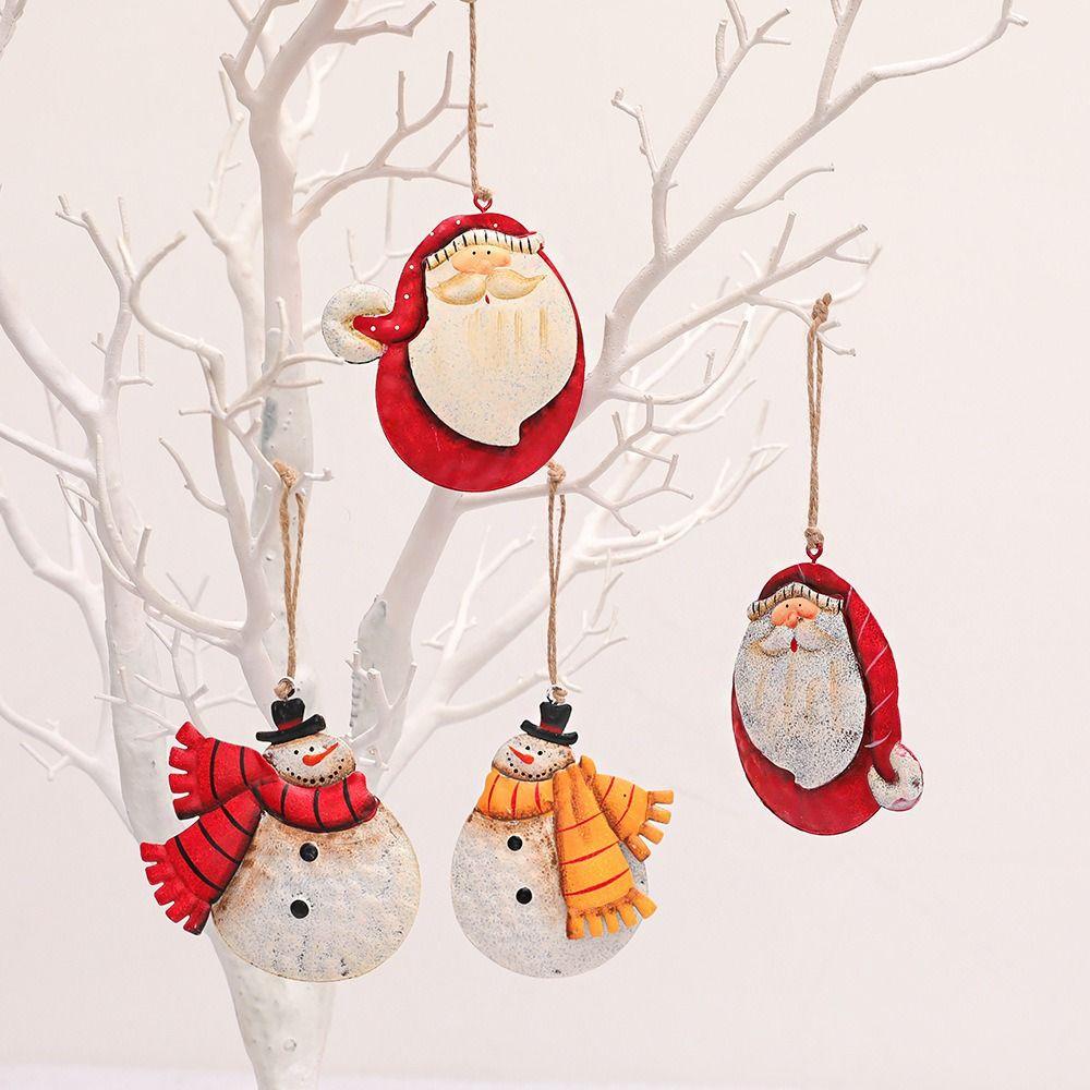 Vintage Christmas Snowman Pendant 2D Snowman Doll Pendant Santa Claus Hanging Ornaments  New Year