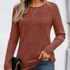 Long Sleeves Casual Pullover Pit Strip Loose Hollow Long-sleeved T-shirt Top