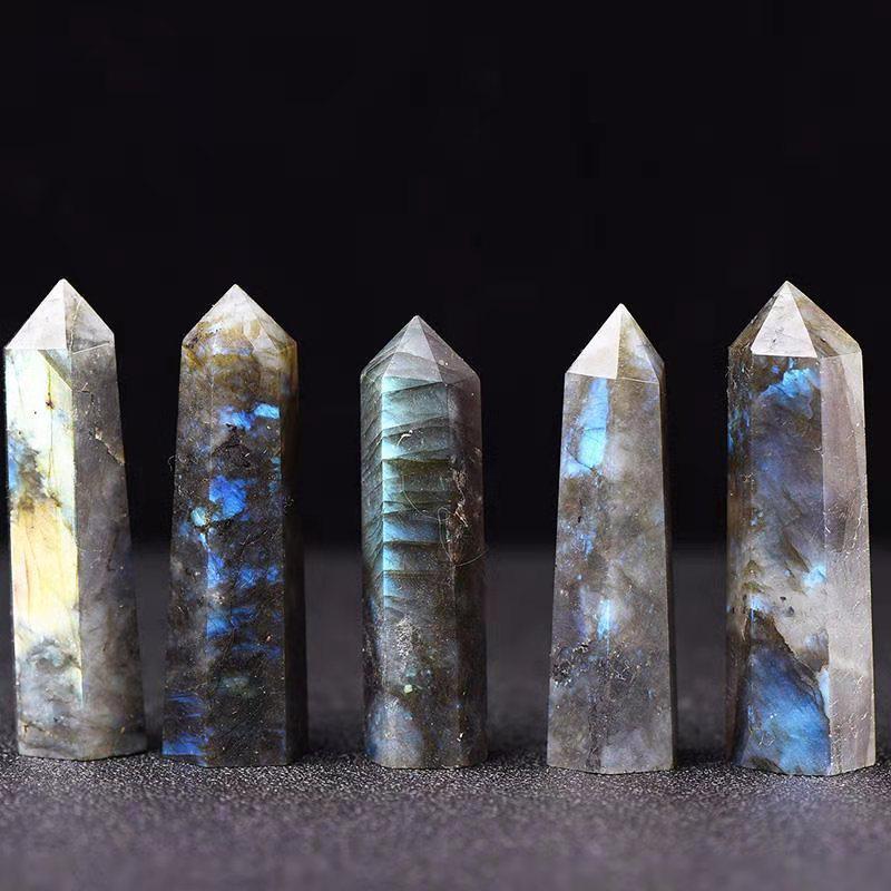 Labradorite & Moonstone Crystal Prism Point